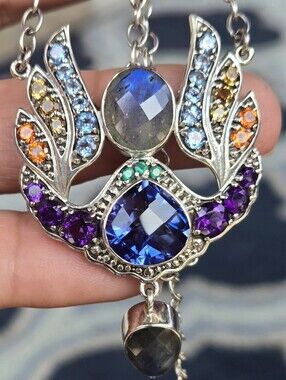 Nicky Butler 925 Sterling Silver Designer Blue Quartz Amethyst Topaz Necklace NB